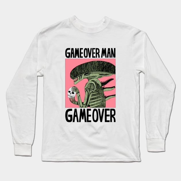 Game Over Man Game Over 86 Long Sleeve T-Shirt by Rolfober